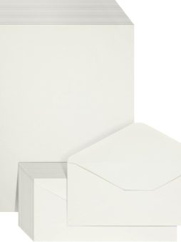 100 Piece Cotton Stationery Paper and Envelopes Set for Writing Letters, Wedding Invitations, Resume (Ivory, 8.5 x 11 In) - Resume Paper with Envelopes