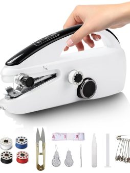 Handheld Sewing Machine Cordless – Portable Stitching Machine for Quick Repairs, Mini Handheld Sewer, Pocket Sewing Machine (Black)